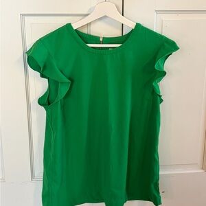 J. Crew Emerald Green Ruffle-Sleeve Blouse 🪩♻️